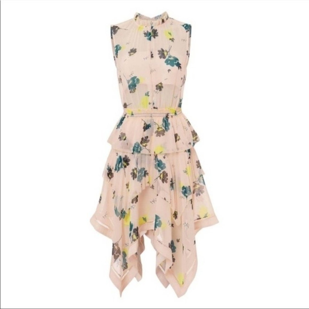 Finders Keepers Peach Floral Midi Dress Size Medium - Picture 5 of 6